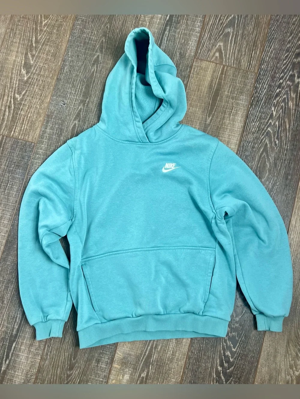 Nike kid’s Teal Crewneck Hoodie with White Logo